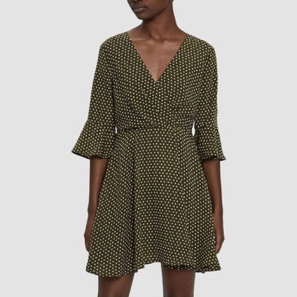 olive polka dot dress